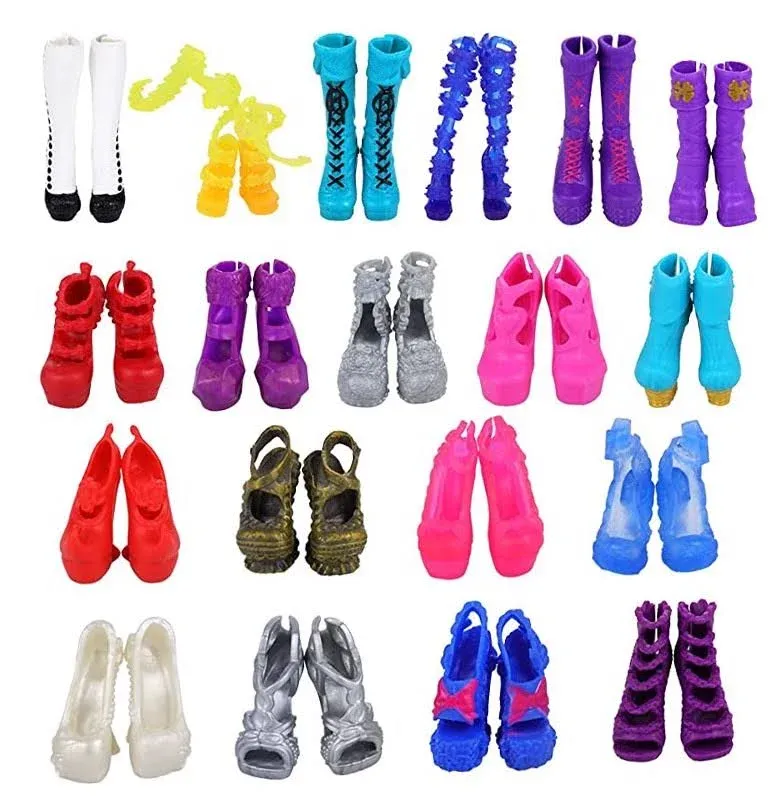 Barwa 10 Pairs Doll Shoes Accessories for Monster High Doll Fashion High Heels ...