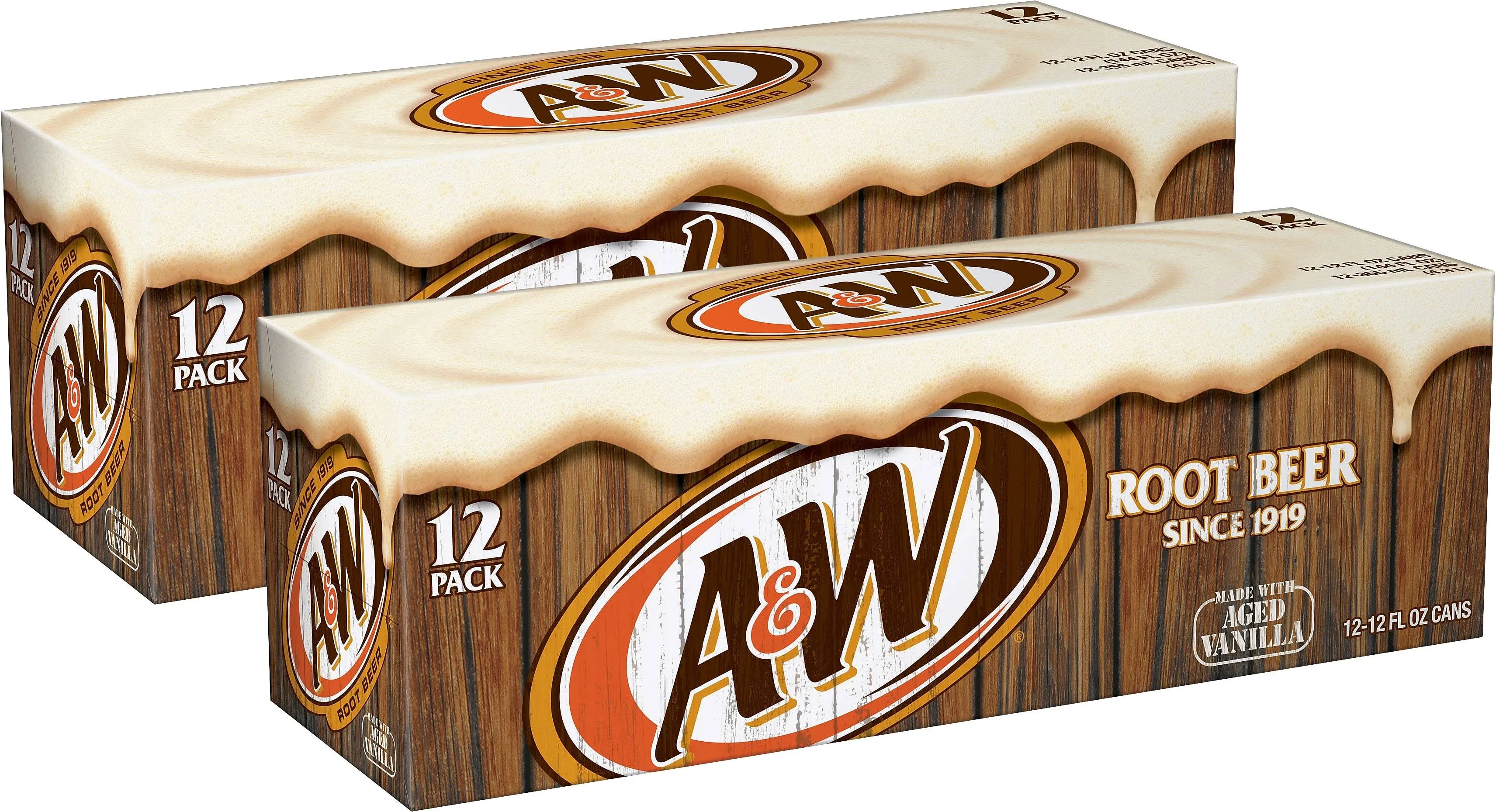 A&W Caffeine-Free, Low Sodium Root Beer Soda Pop, 12 Fl Oz, 24 Pack Cans