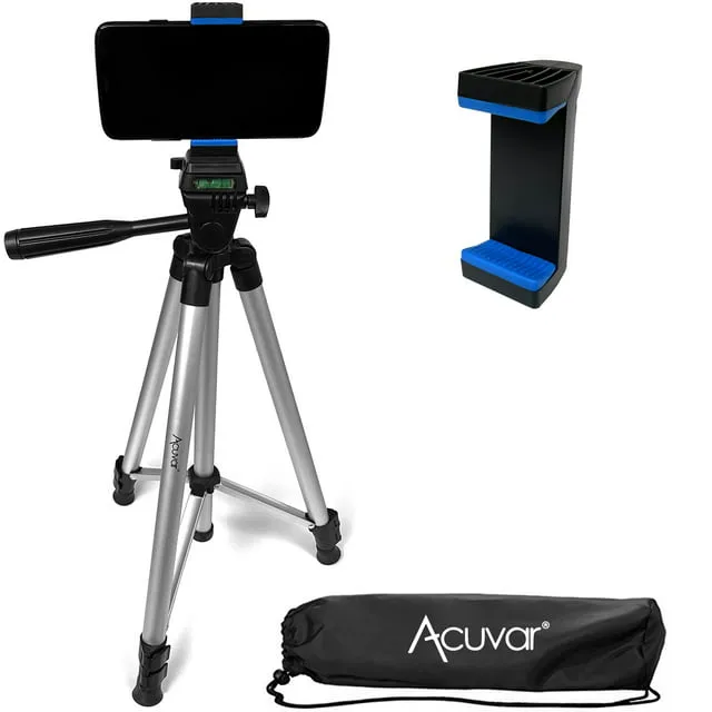 Acuvar 50" Aluminum Camera Tripod with Universal Smartphone Mount