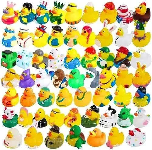 Rubber Ducks, Assortment Mini Rubber Duckie Toys with Mesh Carry Bag,Gifts