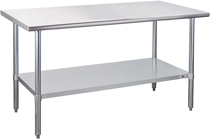 Profeeshaw Stainless Steel Prep Table NSF Commercial Work Table with Undershelf for Kitchen Restaurant 30×60 inch