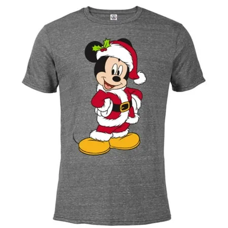 Disney Santa Mickey Mouse Holiday - Short Sleeve Blended T-Shirt for Adults -Customized-Graphite Snow Heather