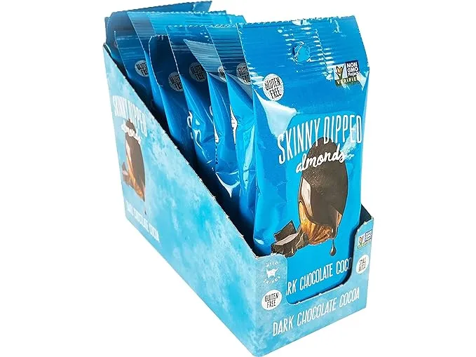 SKINNY DIPPED ALMONDS Dark Chocolate Covered Almonds, 1.2 oz., 10 Bags/Pack (EDT00837/WWT07 )