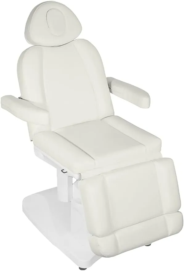 VEVOR 4 Motors Electric Facial Chair Full Electrical Massage Table Dental Bed Aesthetic Adjustable Reclining Chair for Podiatry Tattoo Spa Salon All Purpose Bed Chair （White）