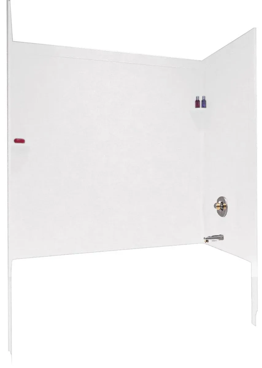 Swanstone SI00603.010 Solid Surface Glue-Up 3-Panel Bathtub Wall Kit, 32-in L X 60-in H X 60-in H, White