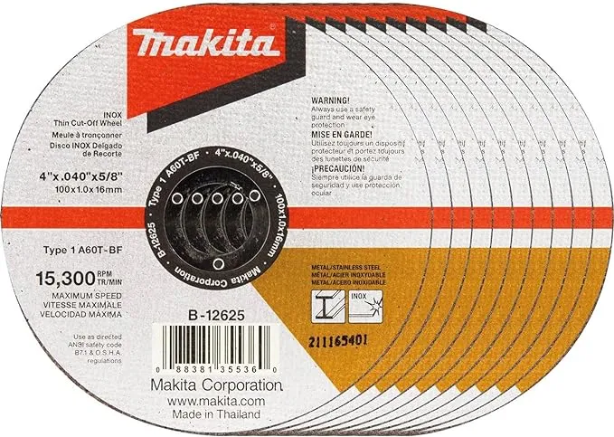 Makita 5 in. x .040 in. x 7/8 in. Thin INOX Cut-Off Wheel (10-Pack)