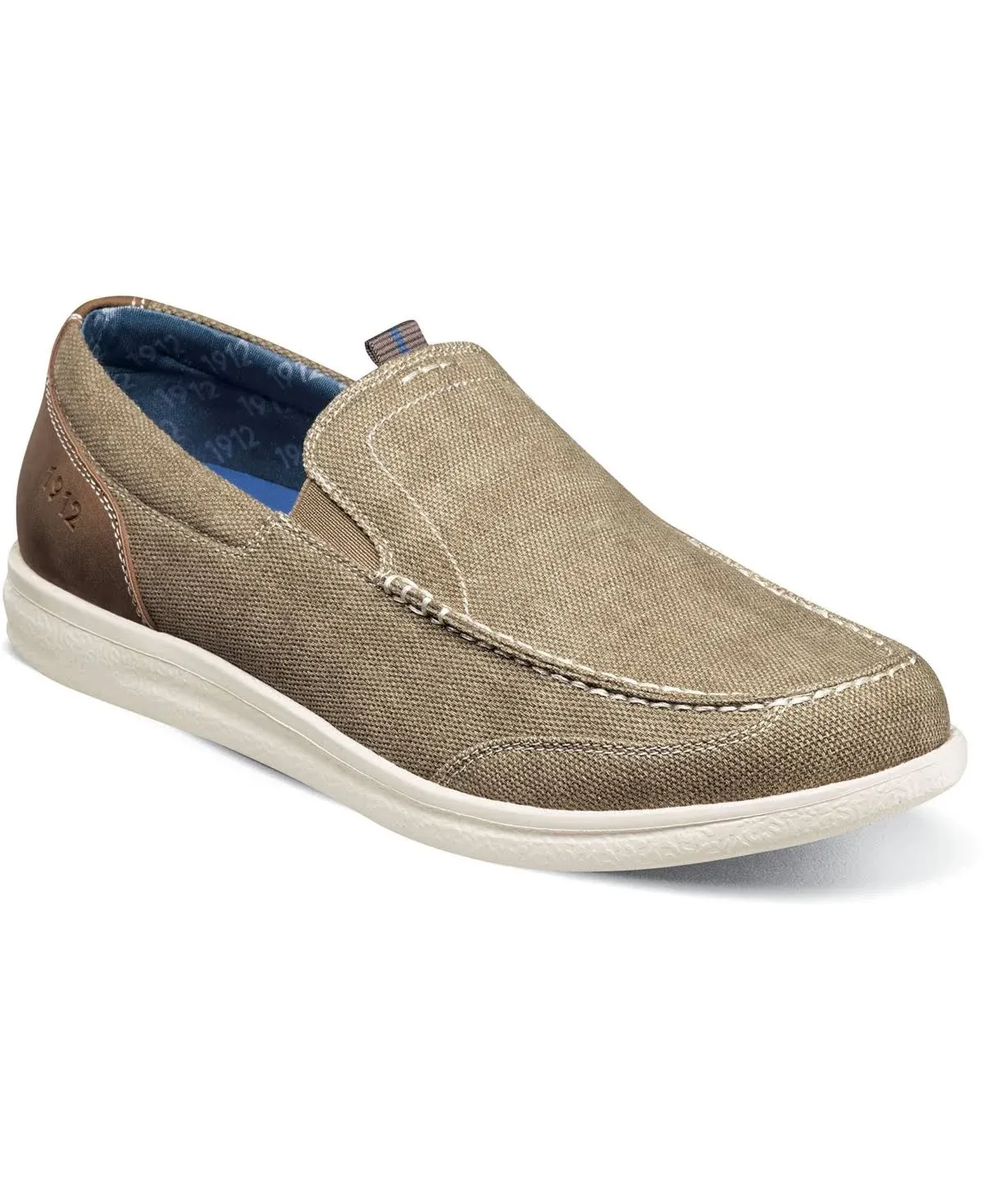 Nunn Bush Brewski Canvas Moc Toe Venetian Men's Slip on - Stone Size 7.5