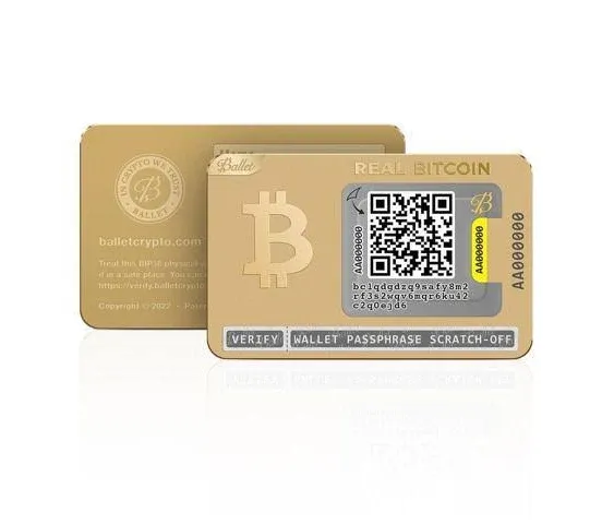 Ballet Bitcoin 24K Gold Plated Crypto Wallet and Gift Card