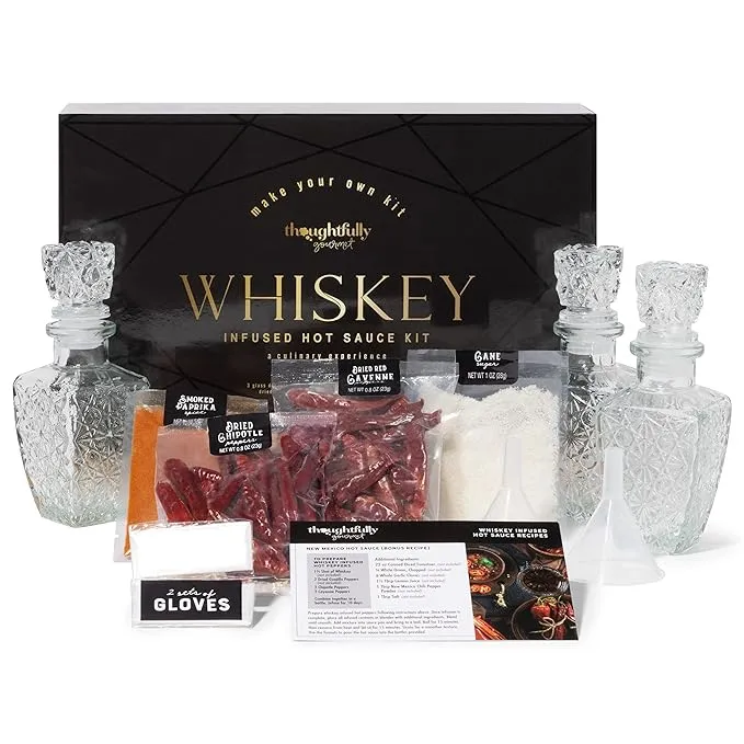 Thoughtfully Gourmet Make Your Own Whiskey Infused Hot Sauce DIY Gift Set Inc...