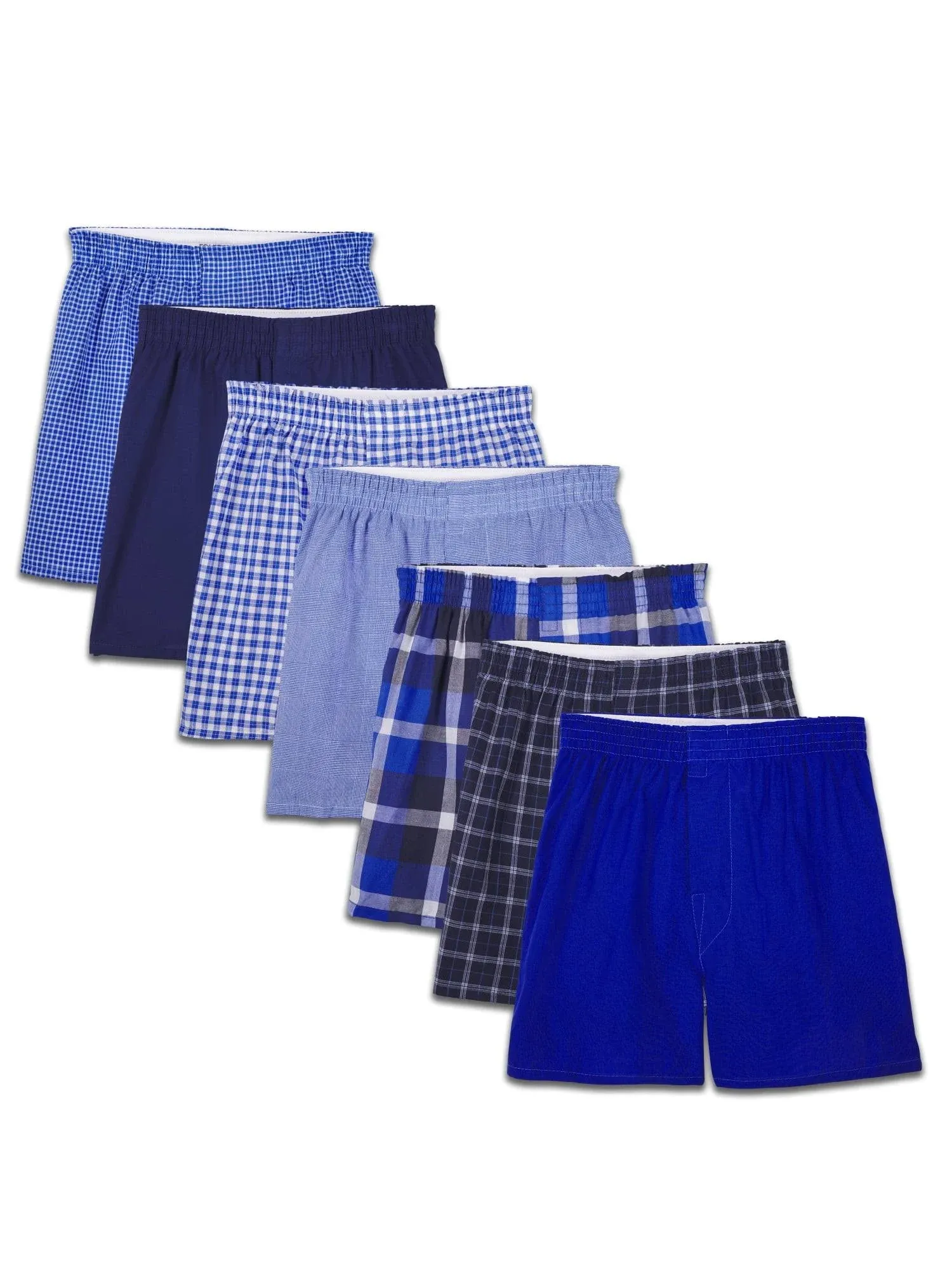 Fruit of the Loom Boys Size M (10-12) Plaid Boxers 7 Pack Tag Free Relaxed Fit