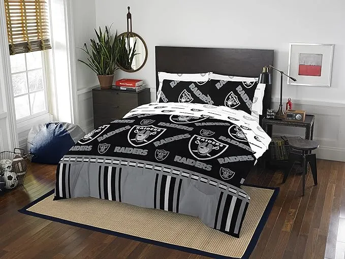 Northwest NFL Las Vegas Raiders Unisex-Adult Bed in a Bag Set, Queen, Rotary