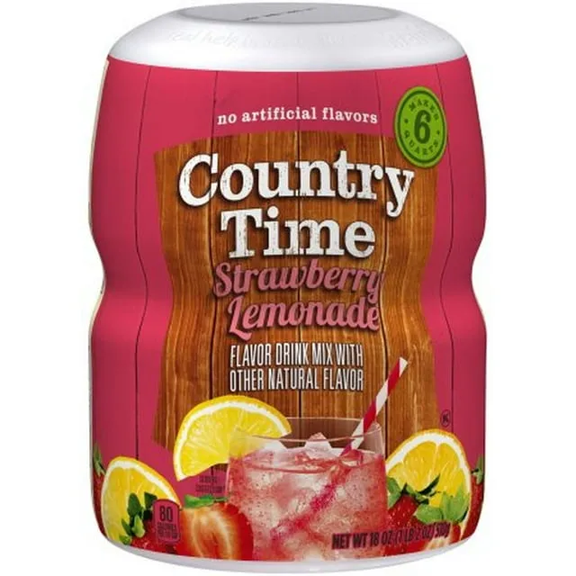 Country Time Strawberry Lemonade Naturally Flavored Powdered Drink Mix, 18 oz Canister