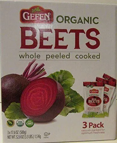 Organic Red Beets Whole Peeled Cooked - 3 Pack of 17.6 Oz - 3.3 Lbs