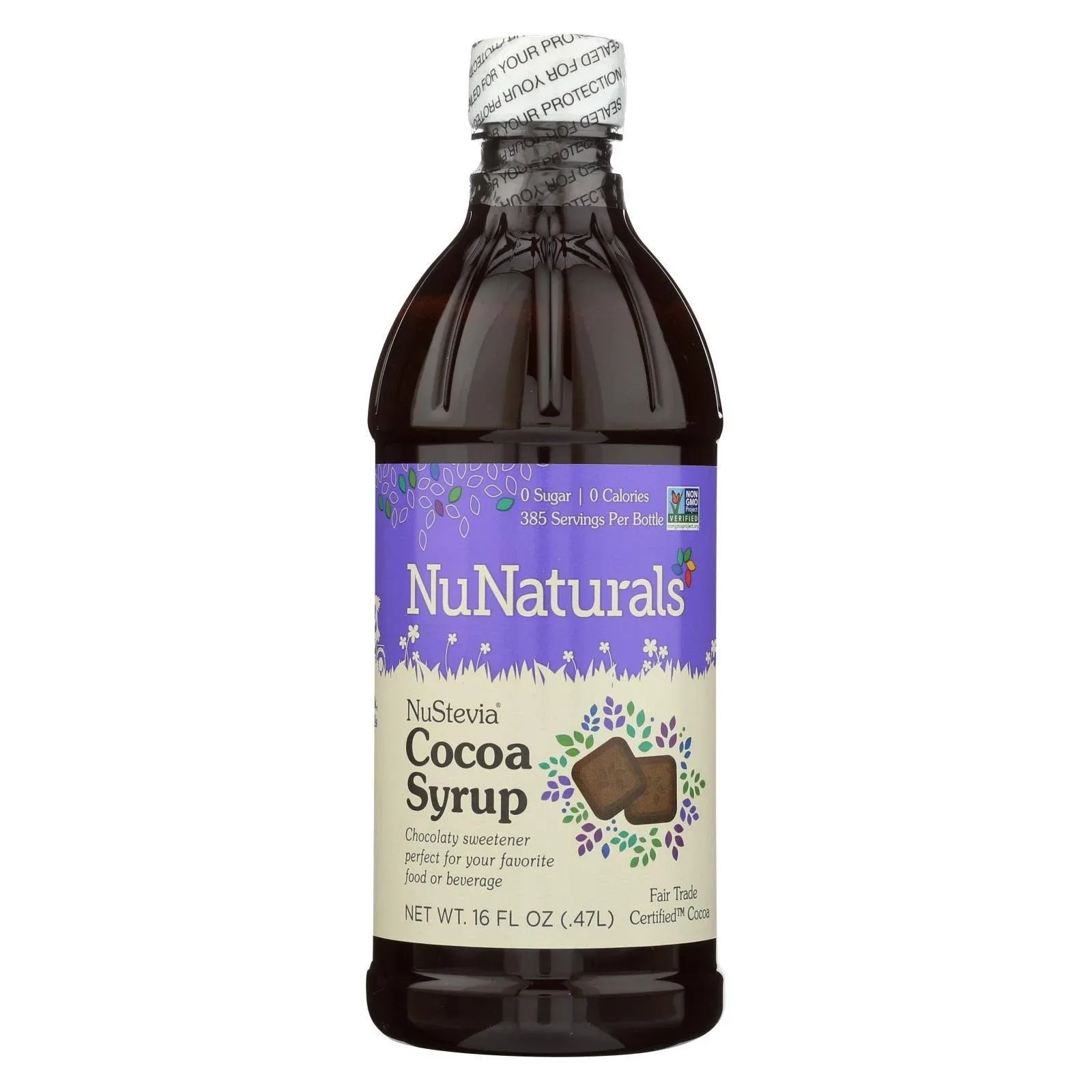 Nunaturals Cocoa Syrup, Nustevia - 16 fl oz