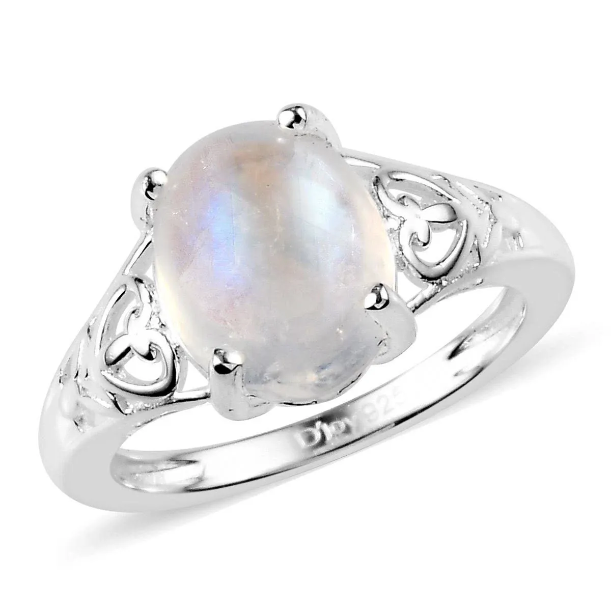 Shop LC 925 Sterling Silver Rainbow Moonstone Solitaire Ring