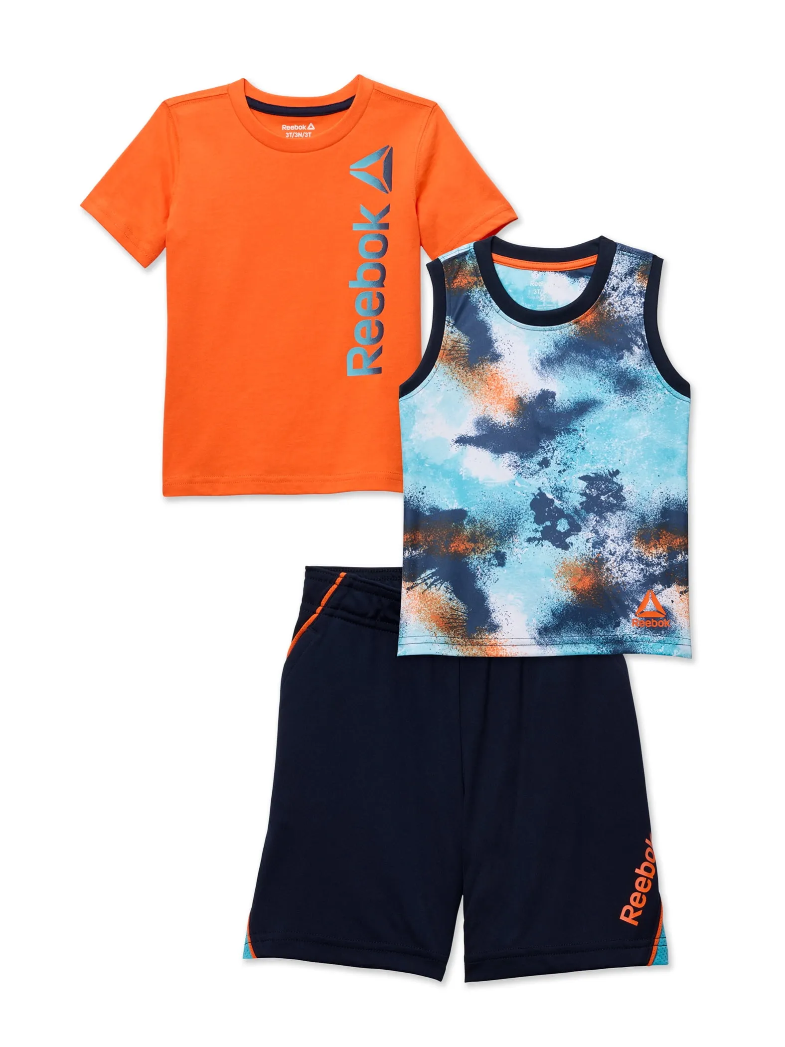 Reebok Baby and Toddler Boy T-Shirt, Tank Top, and Shorts Outfit Set, 3-Piece, Sizes 12M-5T