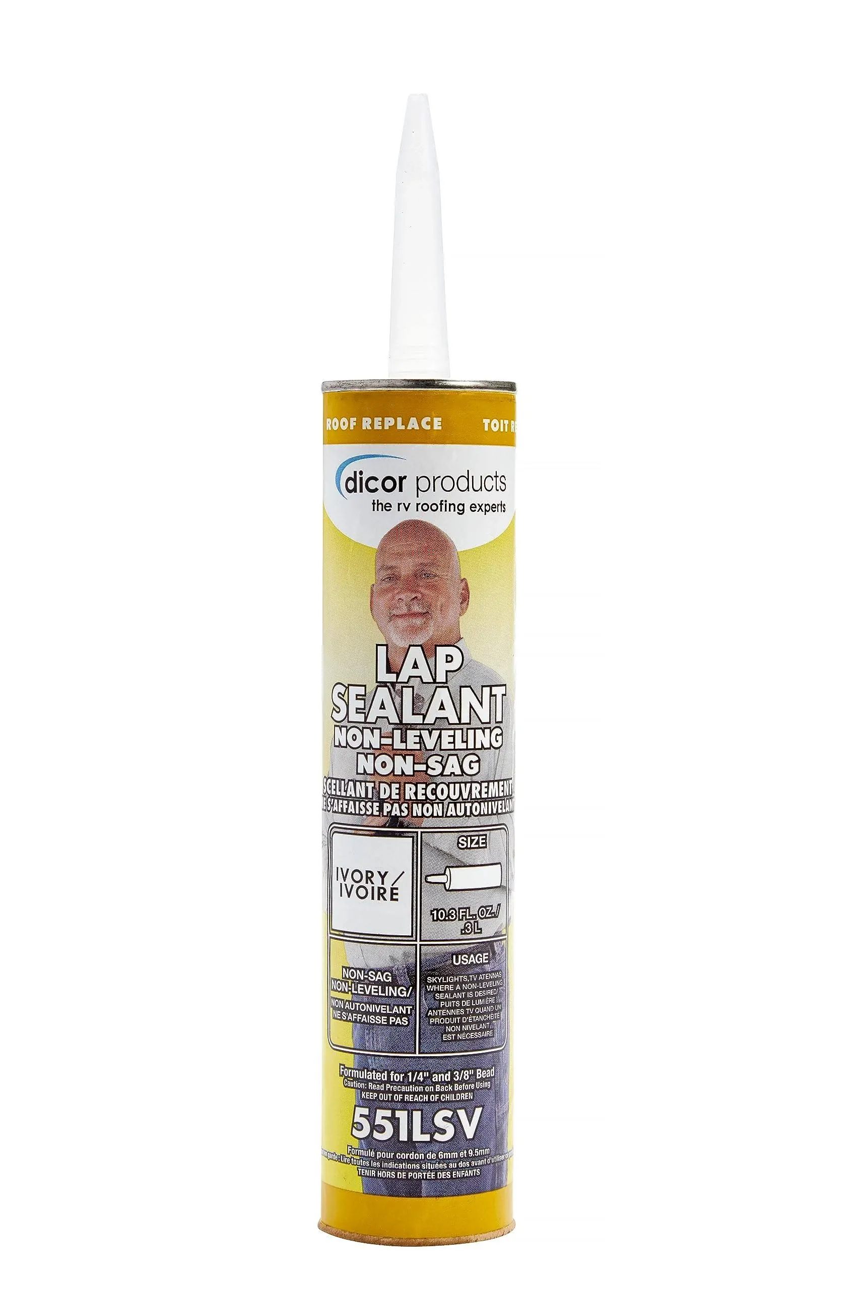 Dicor 551LSW1 White Non-Sag Roof Lap Sealant - 10.3 oz. Tube Quantity 4