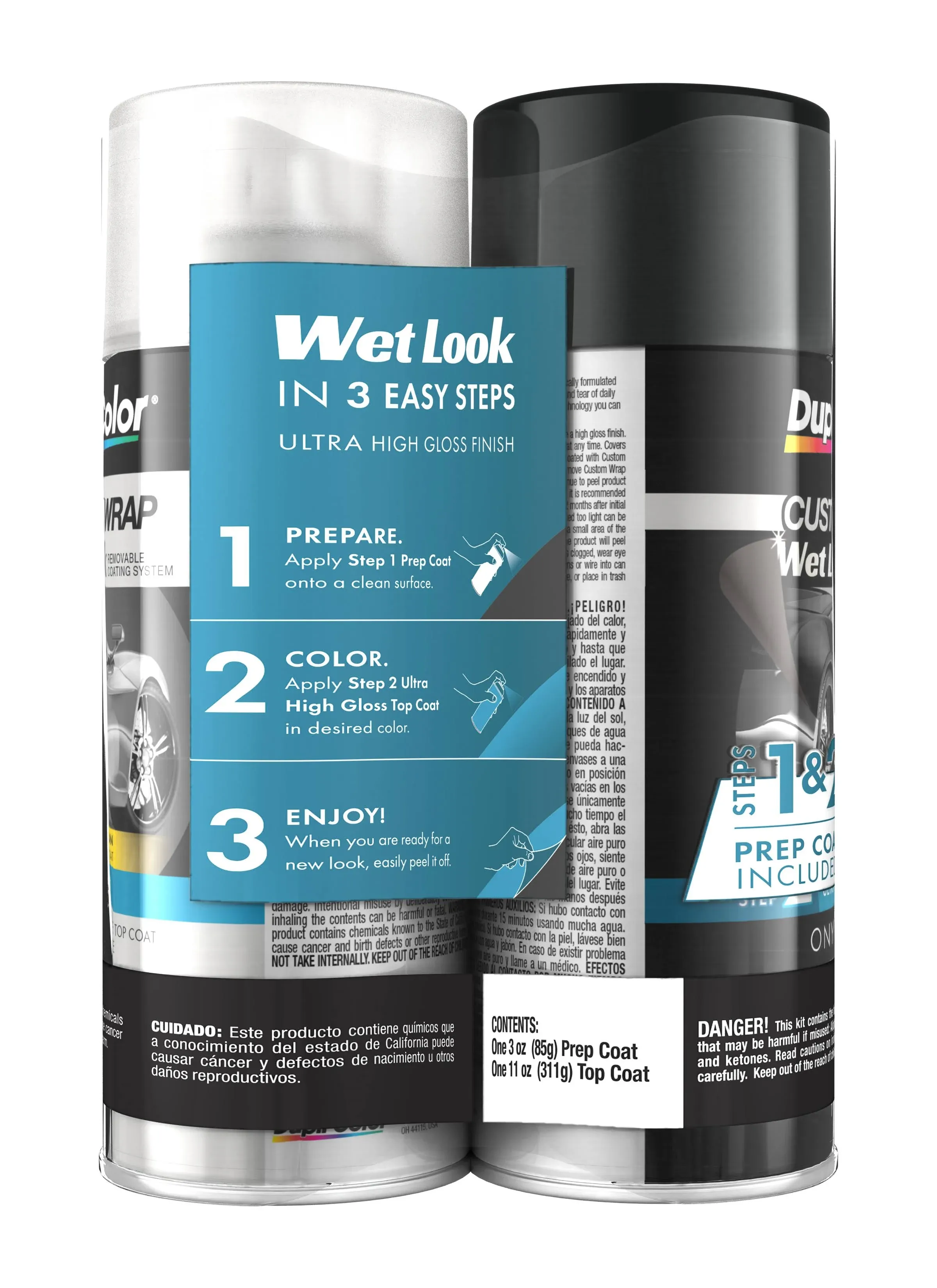 Duplicolor CWRC880 Custom Wrap Wet Look Spray Paint - Onyx Black, 11 oz