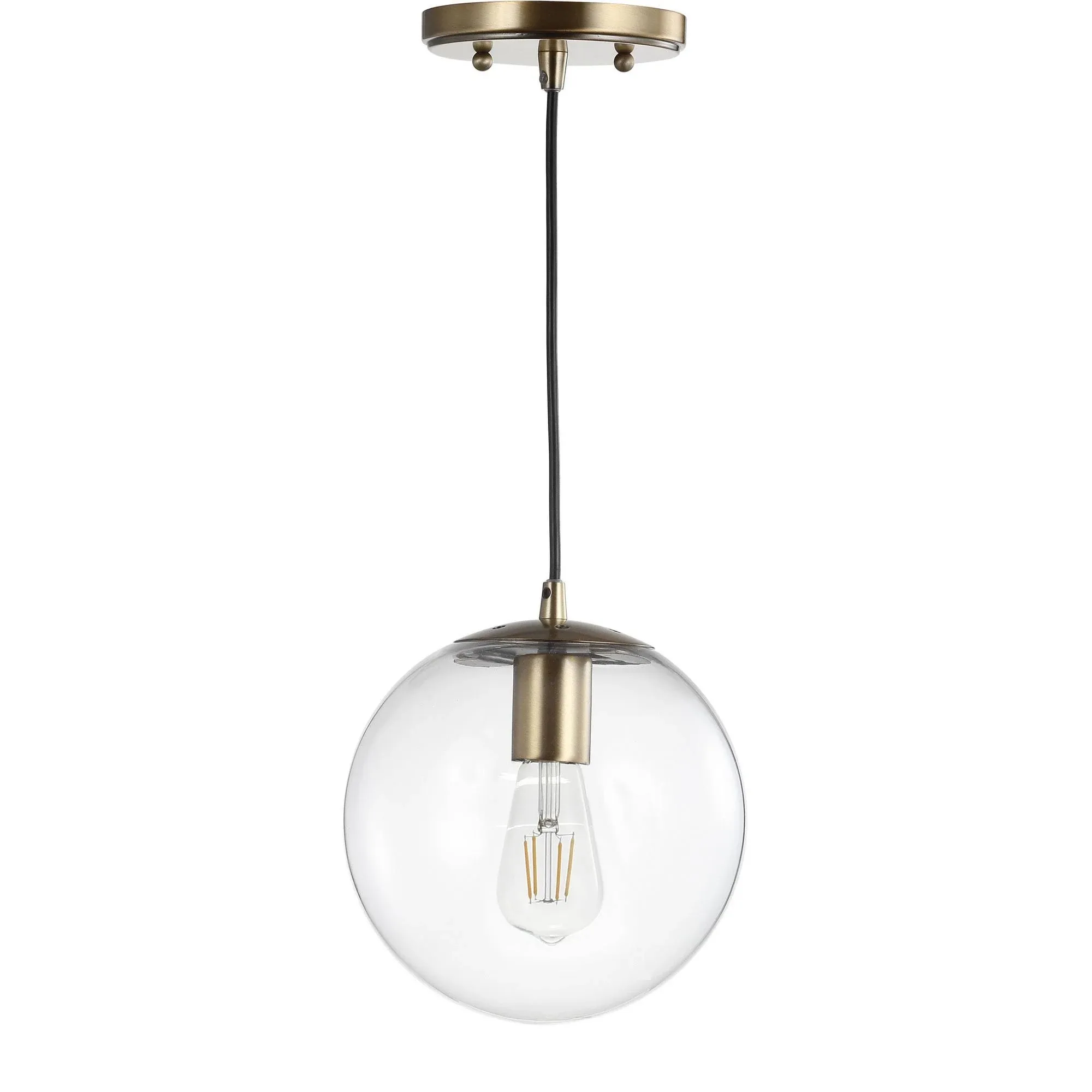 JONATHAN  Y Bleecker 7.75" Metal/Glass Clear/Brass Gold Modern/Contemporary Globe LED Mini Hanging Pendant Light Lowes.com