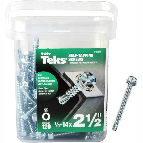 Teks #14 x 2-1/2-in Socket Hex-Drive Self-drilling Sheet Metal Screws (120-Count) | 21358