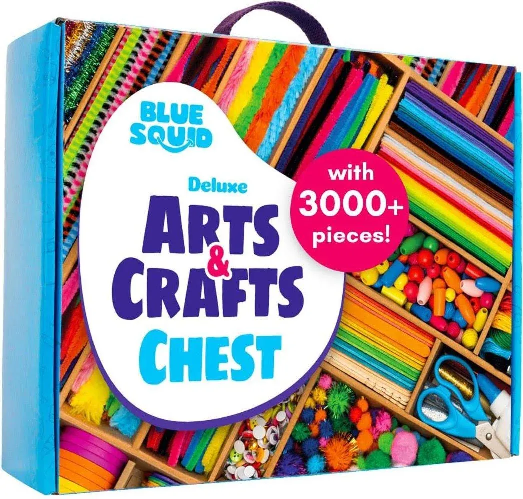 Blue Squid Arts and Craft Supplies for Kids - 3000+pcs Deluxe Craft Chest, Giant Arts and Crafts Kit, Craft Box of Art Supplies for Kids, Kids Craft Supplies & Materials