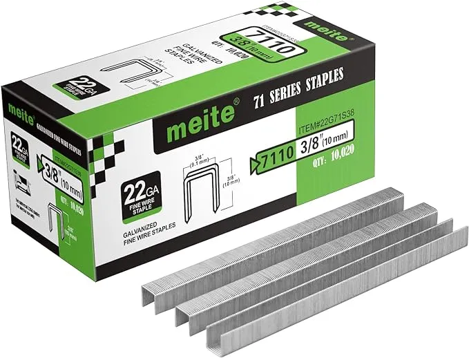 meite 22 Gauge 3/8-inch Crown 3/8-inch Leg Length Galvanized Fine Wire Staples for Upholstery