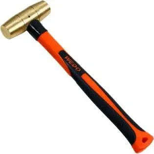 Wedo Brass Hammer with Fiberglass Handle, Drum Type Hammer, Non-Magnetic, Die-Forge, Corrosion Resistant, DIN Standard, 1lb, 310mm L