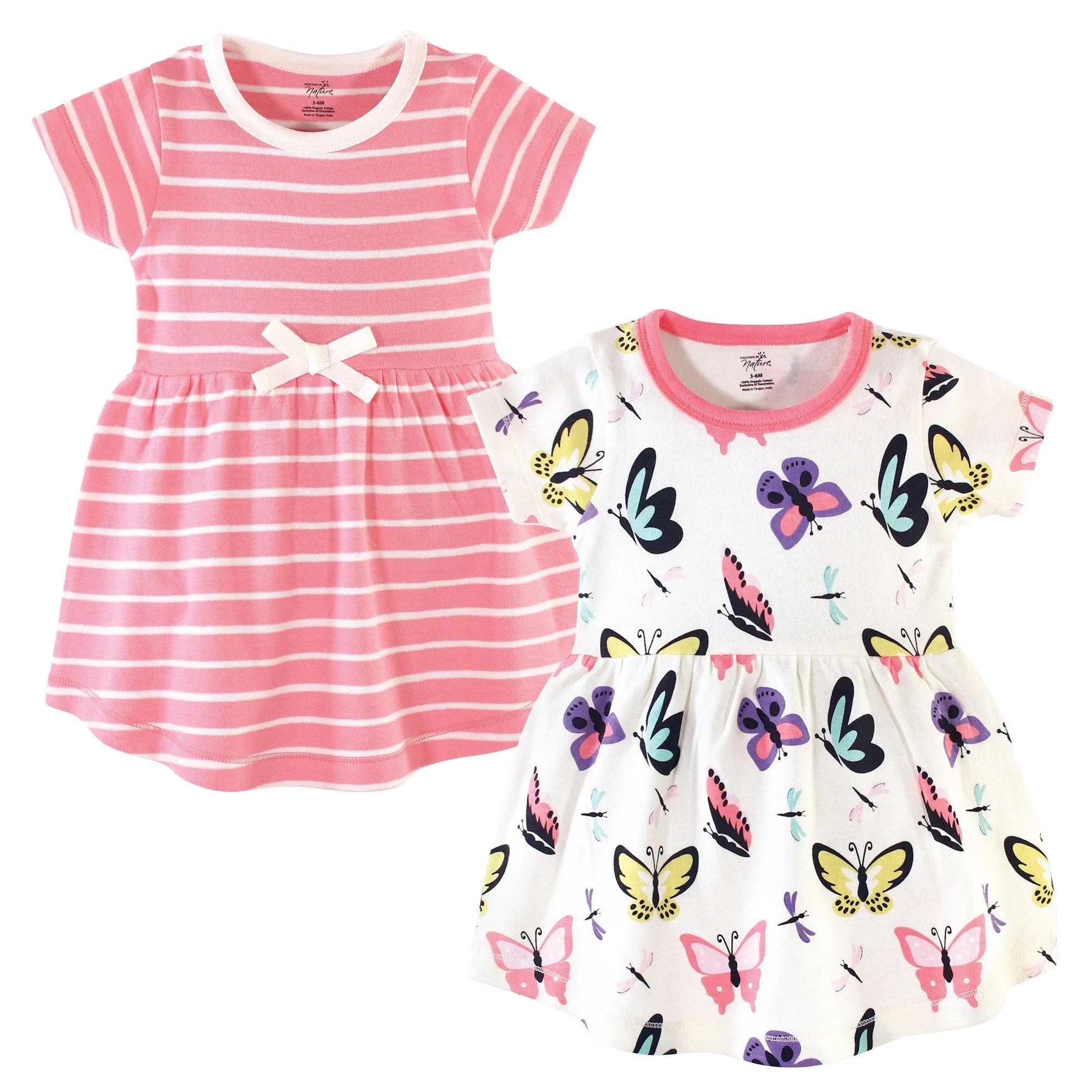 Baby Girls Baby Organic Cotton Short-Sleeve Dresses 2pk, Butterflies and Dragonflies