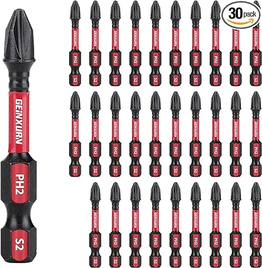 GEINXURN Impact Tough #2 Phillips 2 in. Insert Driver Bits,30Pack Bulk PH2 Screwdriver Power Bits Set