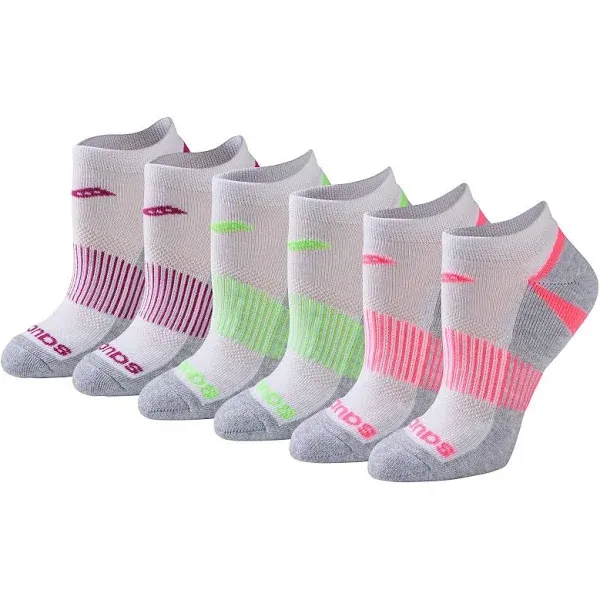 Saucony Women's Selective Cushion Performance No Show Athletic Sport Socks (6 & 12 Pairs)