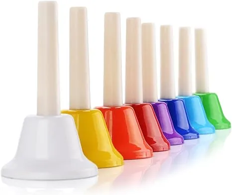 Vangoa Hand Bells Set 8 Note Handbells Set Colorful Diatonic Metal Bells Musical Toy Percussion for Kids Toddlers Children Musical Teaching Church