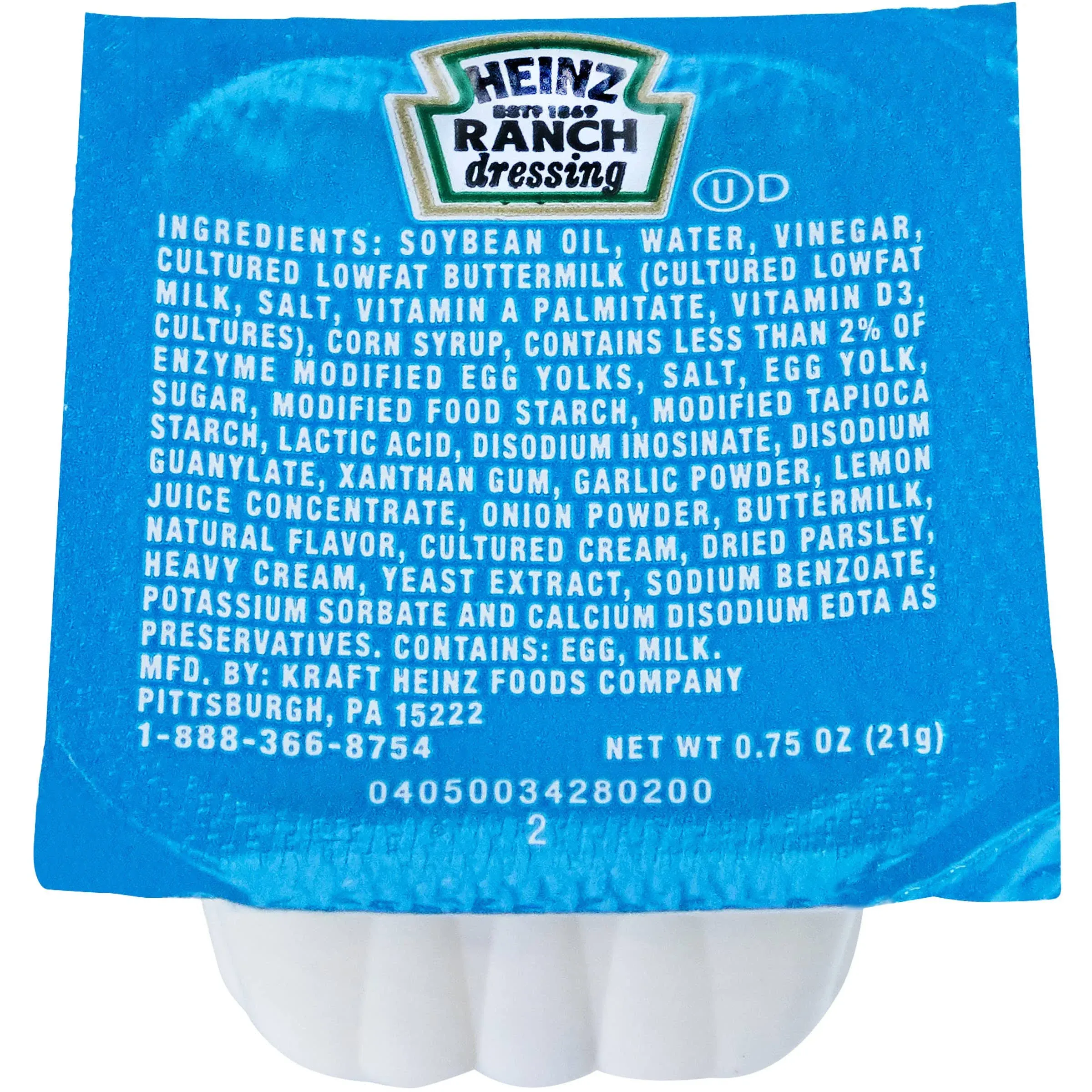 Heinz Single Serve Ranch Dressing 0.75 oz. Cup 100 per Case