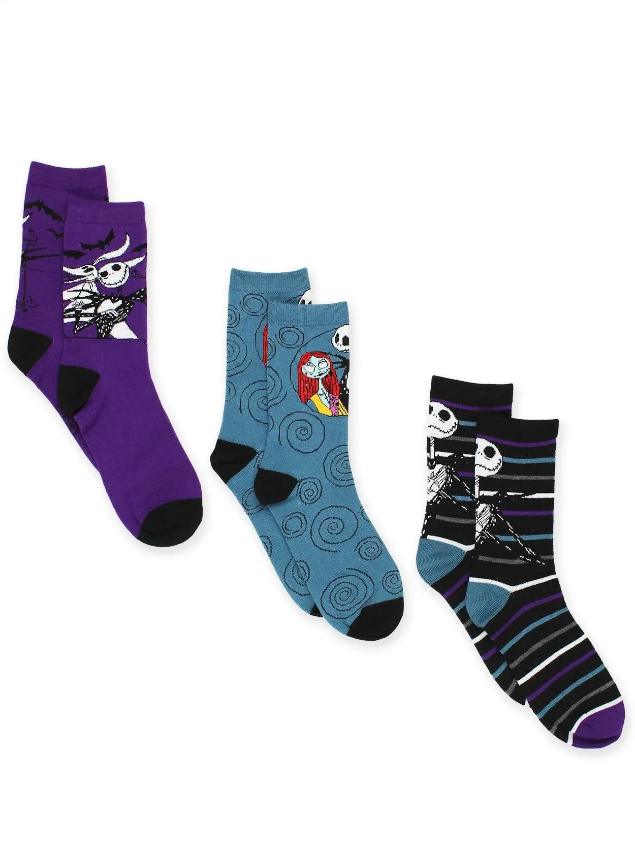 Disney The Nightmare Before Christmas Womens Crew Socks, 3 Pack, Black, Large (9-11)