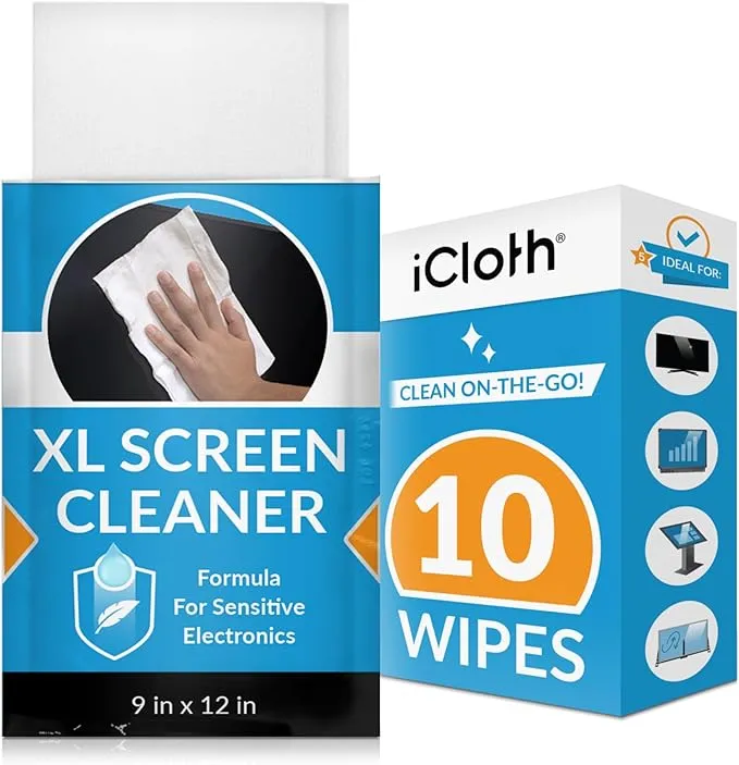 Icloth Extra Large Monitor And Tv Screen Cleaner Pro-grade Individually Wrapped Wet Wipes