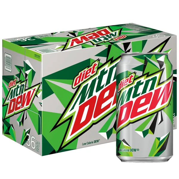 Diet Mtn Dew Soda, Low Calorie, 36 Pack - 12 fl oz