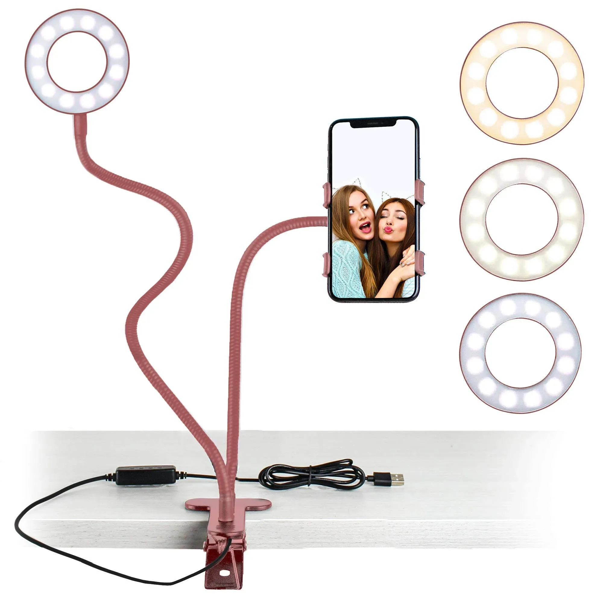 Aduro U-Stream Junior Lighting Studio & Phone Holder, Rose Gold