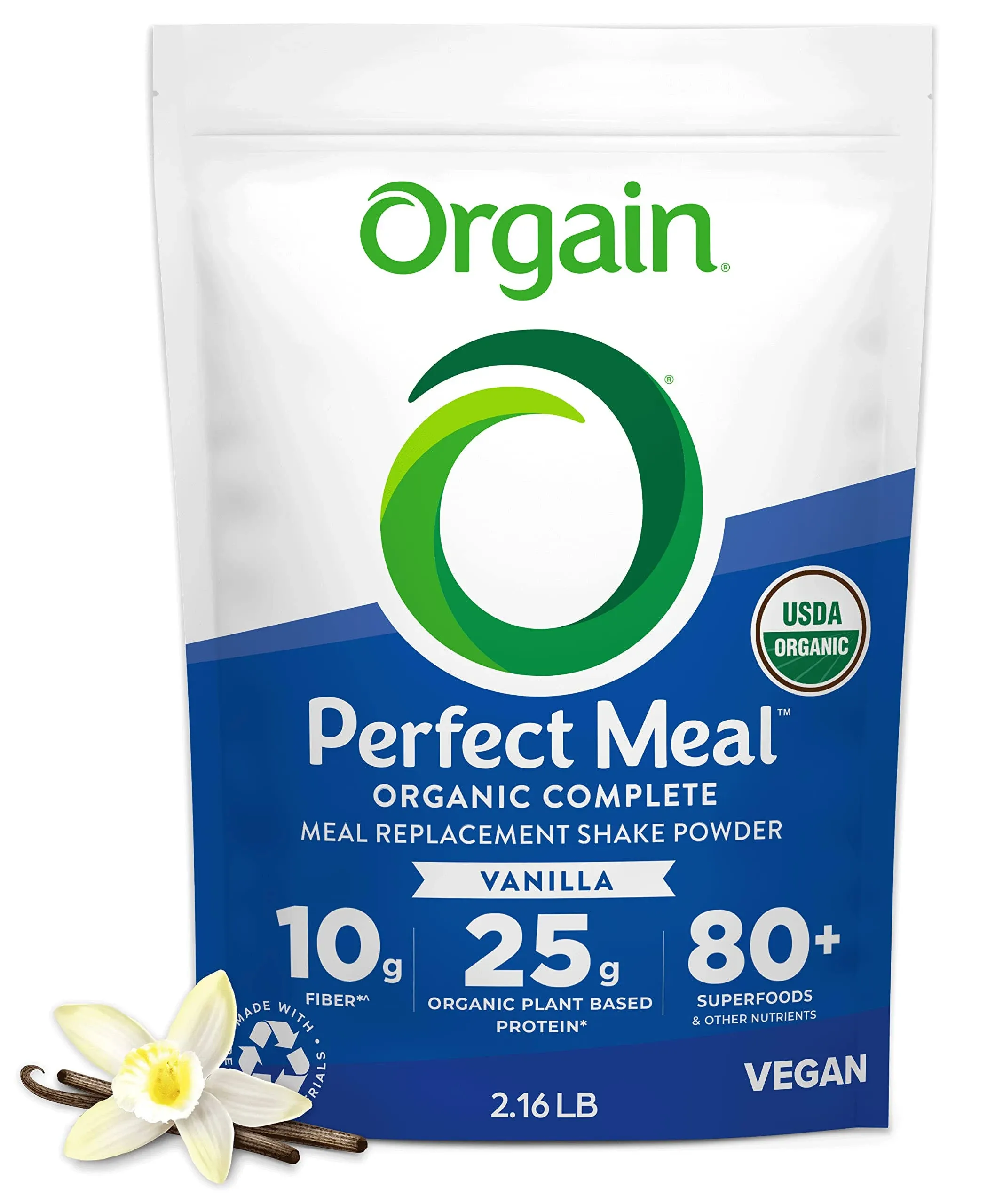 Orgain Organic Perfect Meal Replacement Protein Powder, Vanilla - 25g Plant... 