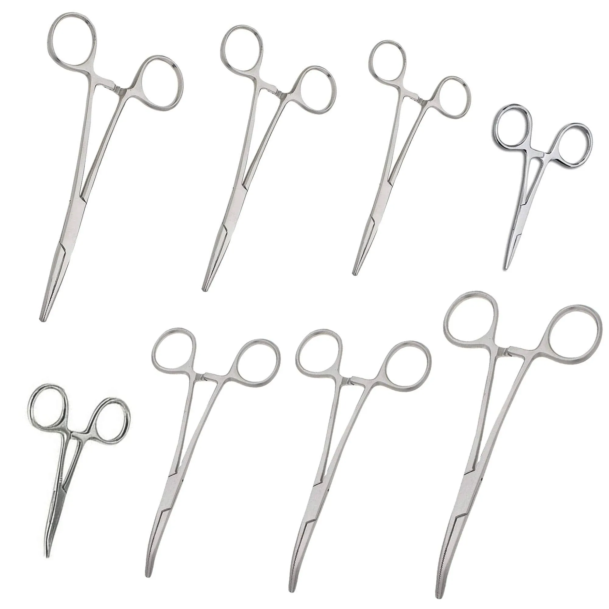 SURGICAL ONLINE Ultimate Hemostat Set, 8 Piece, Curved and Straight, Stainless Steel - Ideal for Fishing Forceps, Hobby Tools, Electronics, and Taxidermy