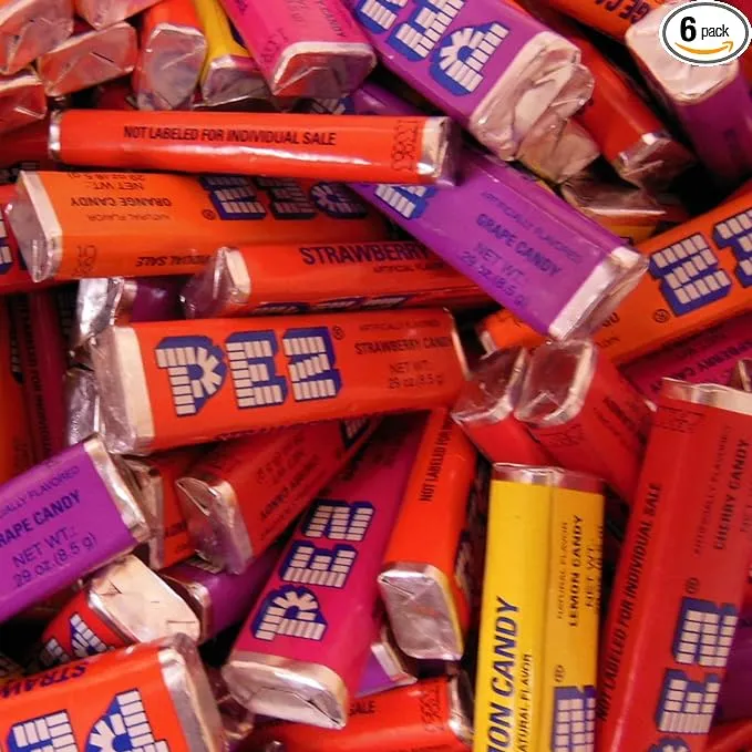 Pez Candy Refill, Assorted Pez Candy Bulk 2lb Bag of 6 Flavors of Pez Refill Rolls by Snackivore. Cherry, Raspberry, Strawberry, Grape, Lemon, and