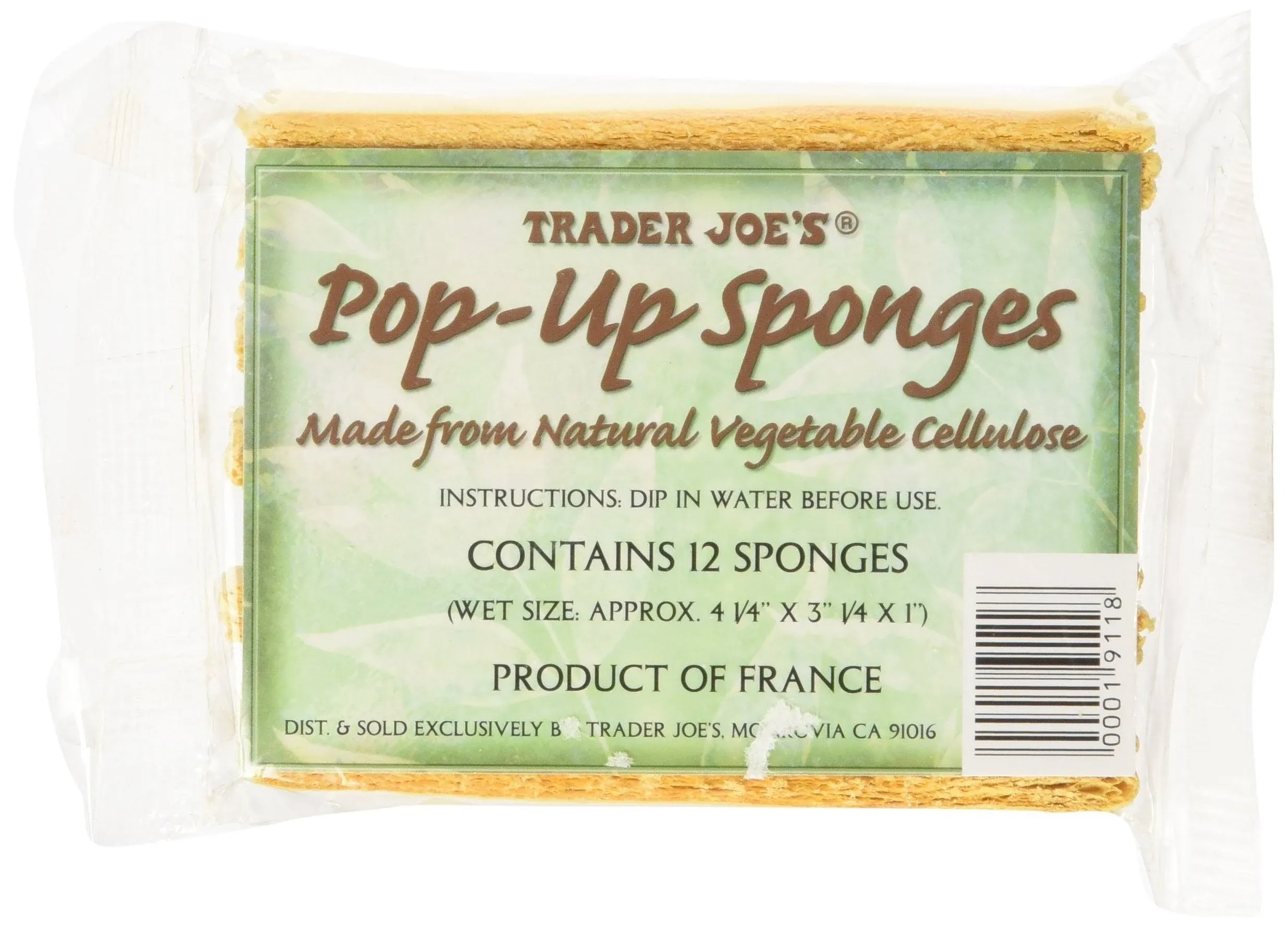 Esponjas Emergentes Trader Joe&#039;s Hechas De Celulosa Vegetal Natural 12 Esponj...