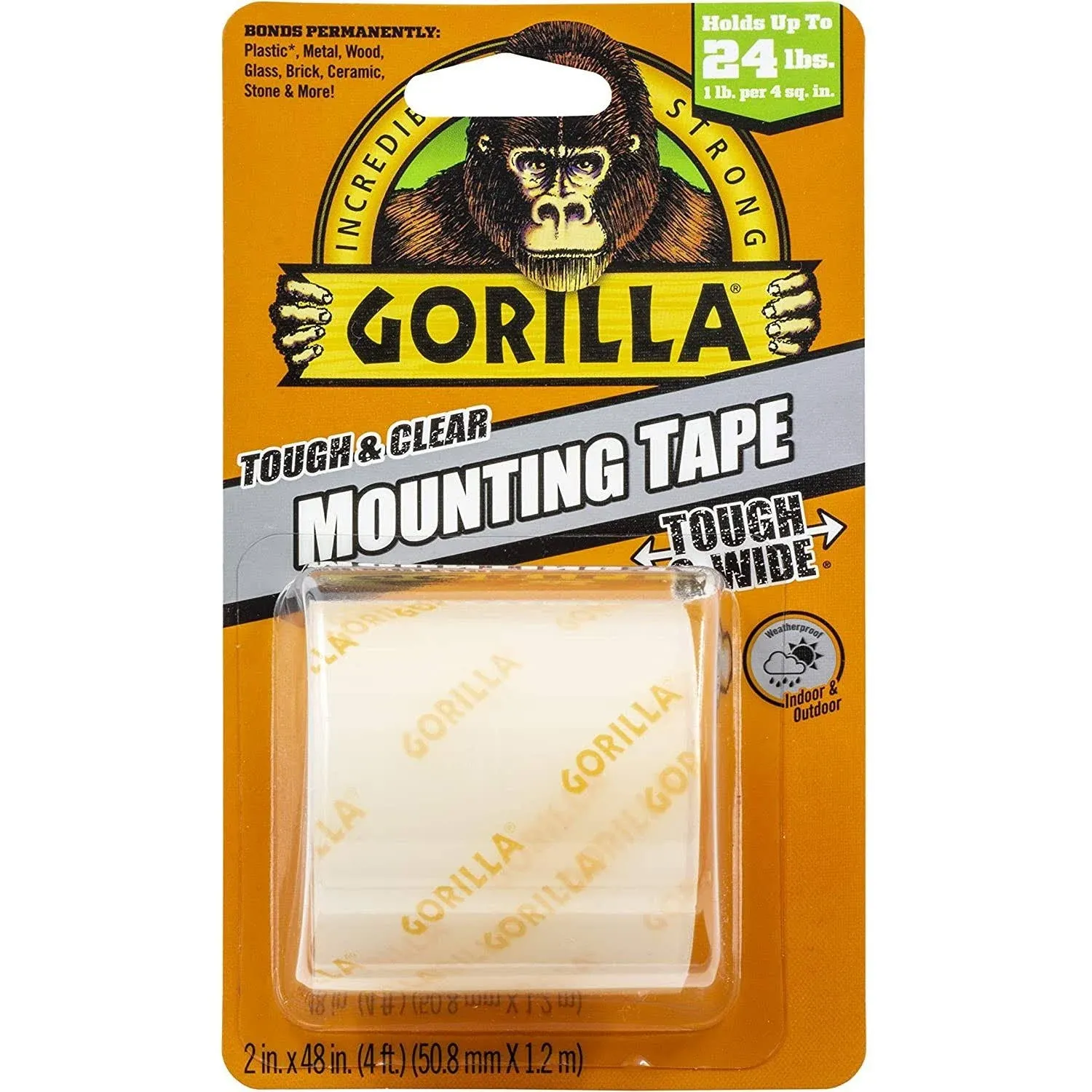 Gorilla 2 in. x 4 ft. Tough Mounting Tape, Clear