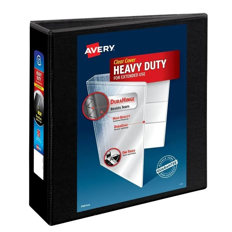 Avery Heavy-Duty View 3 Ring Binder, 3 inch One Touch Slant Rings, 3.5" Spine, 1 ...