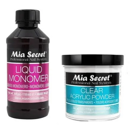 MIA SECRET 4oz Liquid Monomer + 4oz Clear Acrylic Powder Nail Art System