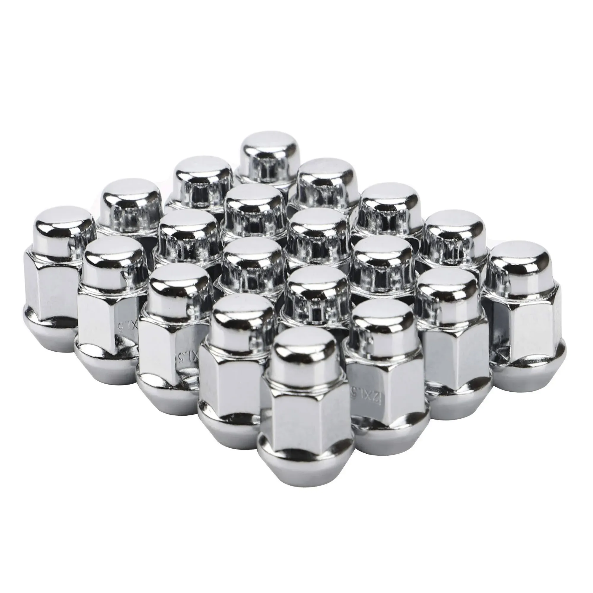 FLYCLE 12x1.5 Wheel Lug Nuts, 20pcs Chrome 12mmx1.5 Closed End Bulge Acorn Lug ...