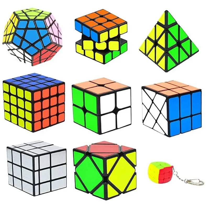 Speed Cube Set, Puzzle Cube,9 Pack Magic Cubes Pyraminx Pyramid + 2x2 + 3x3 + 4x4 + Megaminx + Mirror + Mini 3x3 + Skewb + Fenghuolun Puzzle Cube Toy