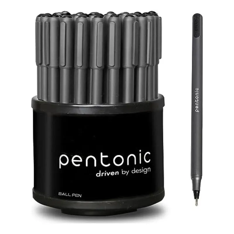 Pentonic Black Ball Point Pen 1.0 Mm Medium Point, 50 Pack + Pen Organizer for D