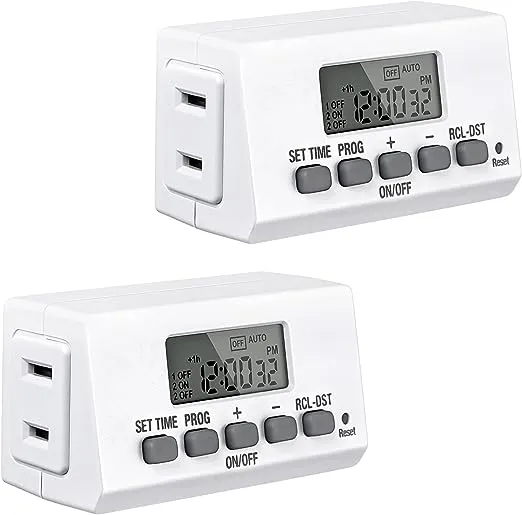 Digital Timer Outlet Indoor, Programmable, Mini 2 Prong Plug in Timers s,2 Pack