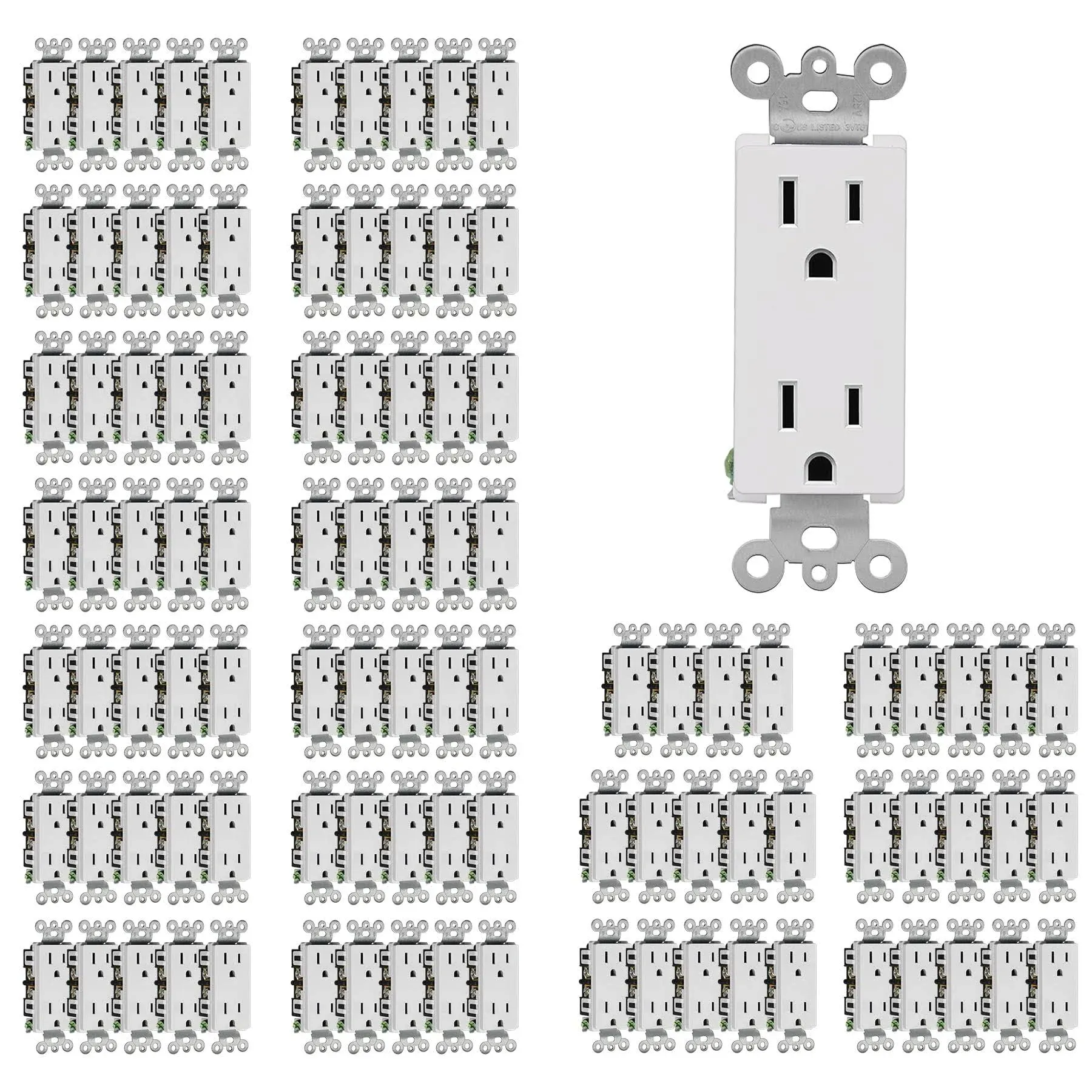 CML 15 Amp Decorator Wall Receptacle Outlet, 100 Pack Standard Electrical Out...