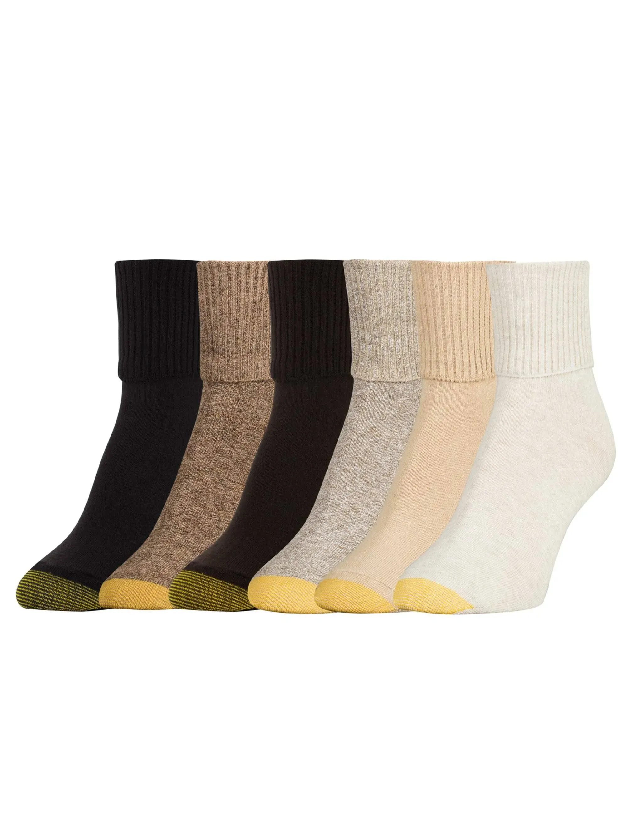 GOLDTOE Women's Classic Turn Cuff Socks, Multipairs