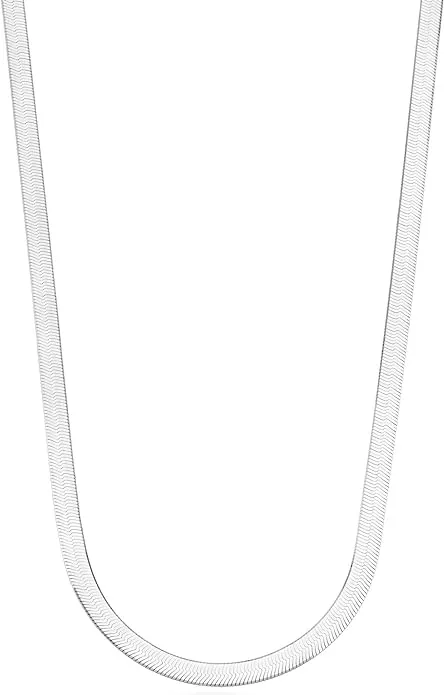 Miabella 925 Sterling Silver Italian Solid 4.5mm Flexible Flat Herringbone Chain Necklace Women, Made in Italy